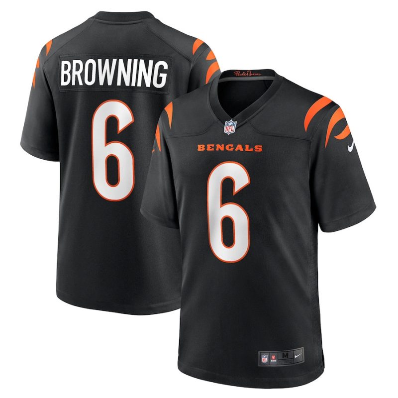 jake browning 6 cincinnati bengals mens game jersey black