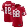 jake tonges 88 san francisco 49ers team game men jersey scarlet