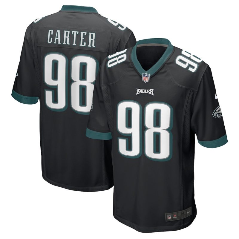 jalen carter 98 philadelphia eagles men alternate team game jersey black