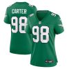 jalen carter 98 philadelphia eagles women alternate game jersey kelly green