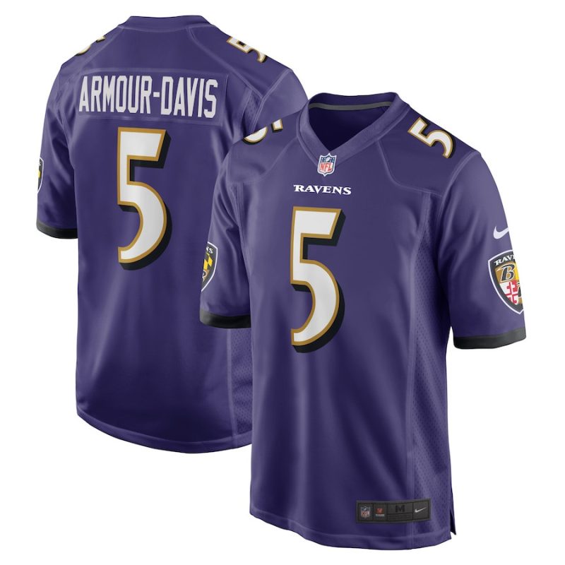 jalyn armour davis 5 baltimore ravens men game jersey purple