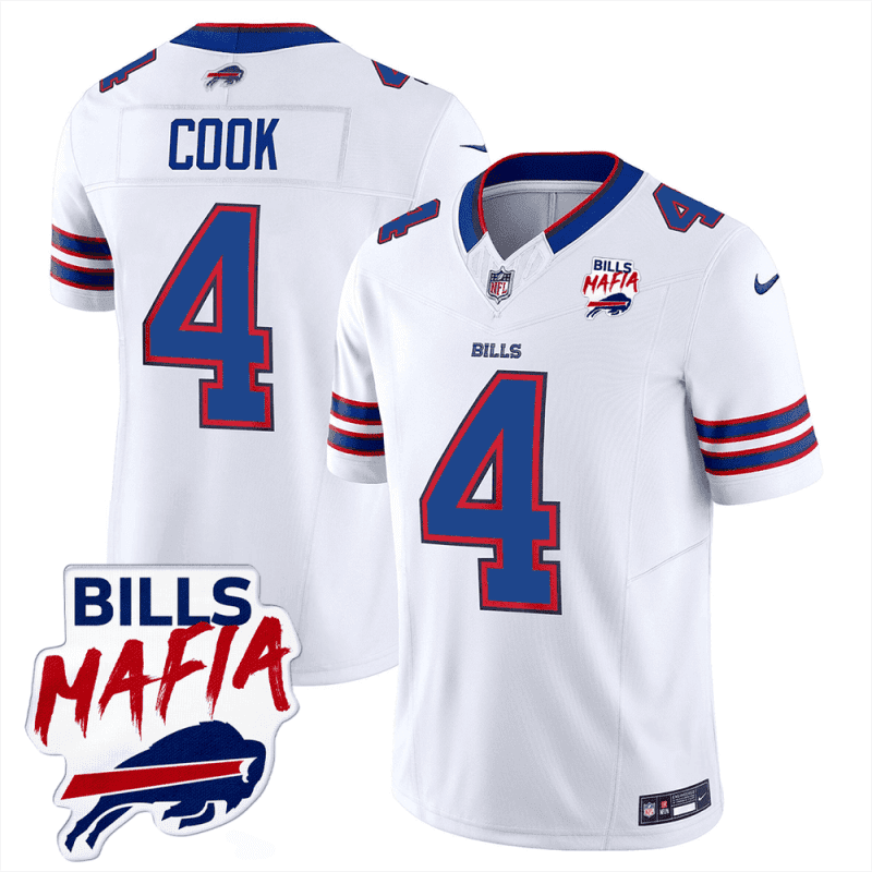 james cook 4 buffalo bills bills mafia patch game men jersey white