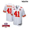 james winchester 41 kansas city chiefs super bowl lviii champions 4 stars patch game youth jersey white