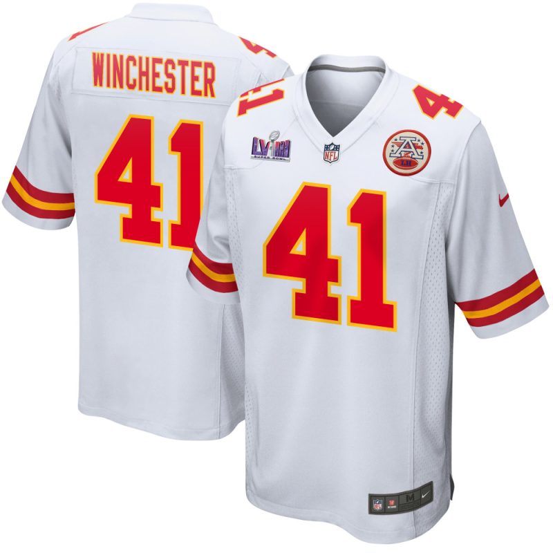 james winchester 41 kansas city chiefs super bowl lviii patch game men jersey white