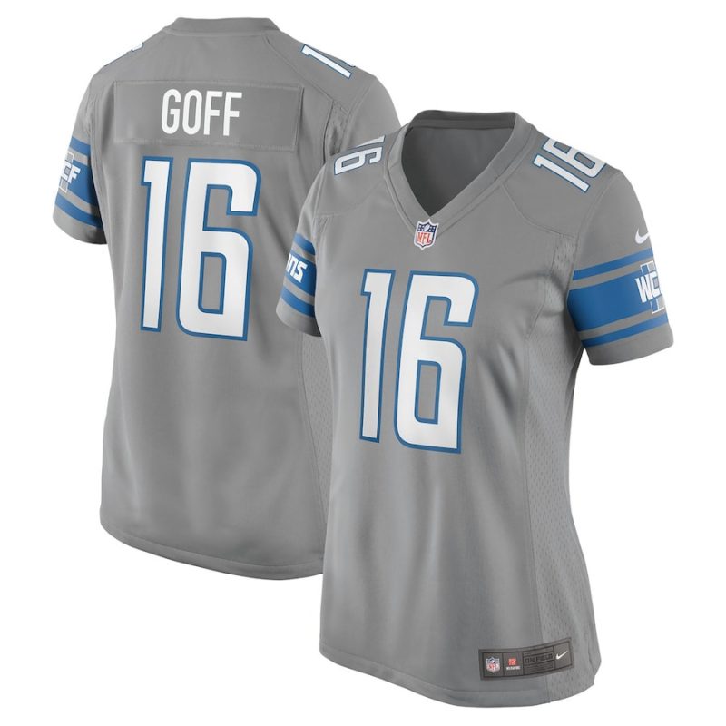 jared goff 16 detroit lions women game jersey gray