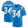 jaret patterson 34 los angeles chargers men team game jersey powder blue