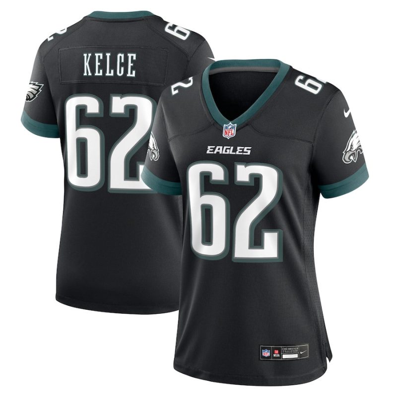 jason kelce 62 philadelphia eagles alternate game women jersey black