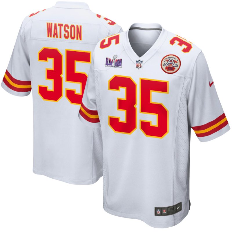 jaylen watson 35 kansas city chiefs super bowl lviii patch game men jersey white