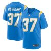 jaylinn hawkins 37 los angeles chargers men game jersey powder blue