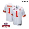 jerick mckinnon 1 kansas city chiefs super bowl lviii champions 4 stars patch game youth jersey white