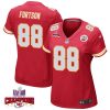 jody fortson 88 kansas city chiefs super bowl lviii champions 4 stars patch game women jersey red