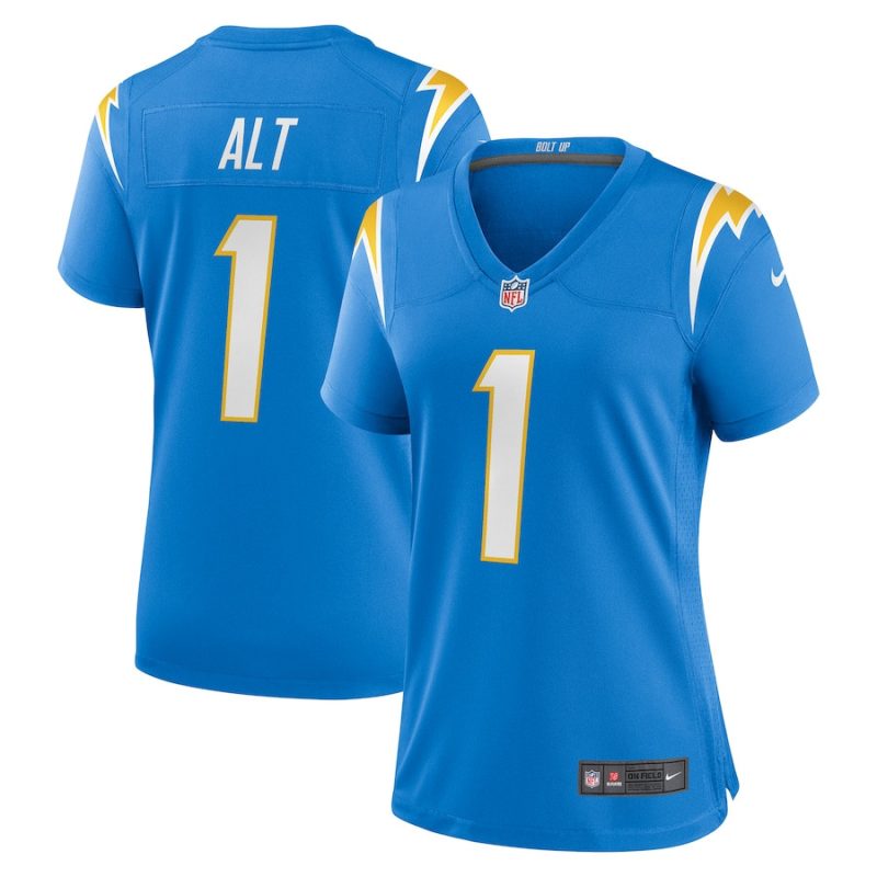 joe alt los angeles chargers 2024 nfl draft first round pick player game jersey powder blue