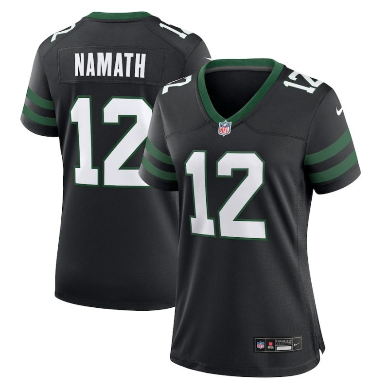 joe namath 12 new york jets alternate game women jersey legacy black