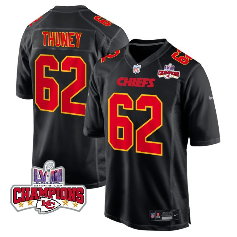 joe thuney 62 kansas city chiefs super bowl lviii champions 4 stars patch fashion game men jersey carbon black