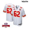 joe thuney 62 kansas city chiefs super bowl lviii champions 4 stars patch game youth jersey white