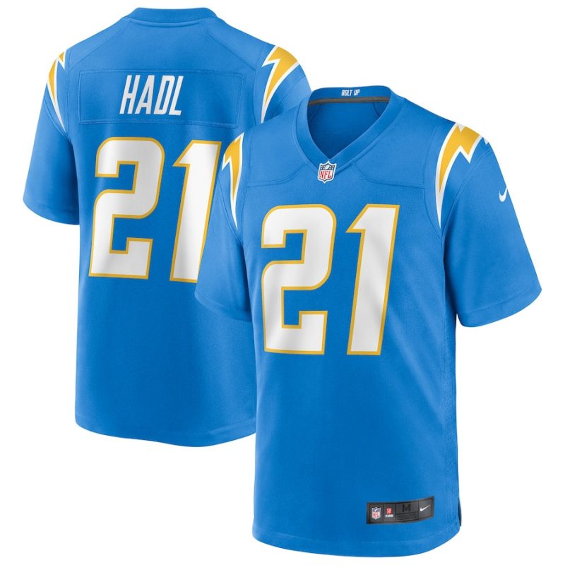 john hadl 21 los angeles chargers men game jersey powder blue