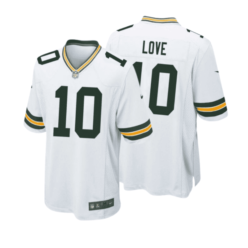 jordan love 10 green bay packers men away game jersey white