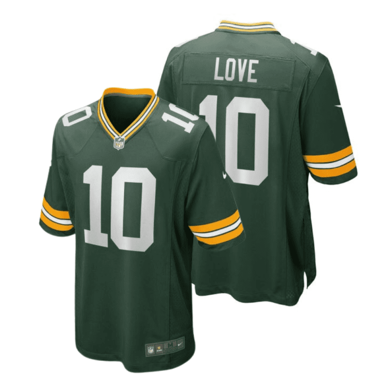 jordan love 10 green bay packers youth home game jersey green