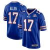 josh allen 17 signed buffalo bills super bowl lviii game men jersey royal