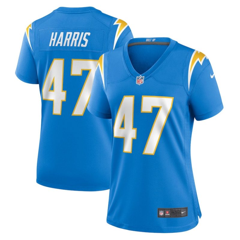 josh harris 47 los angeles chargers women game jersey powder blue