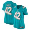 joshua kalu 42 miami dolphins women team game jersey aqua