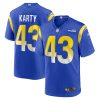 joshua karty 43 los angeles rams team game men jersey royal