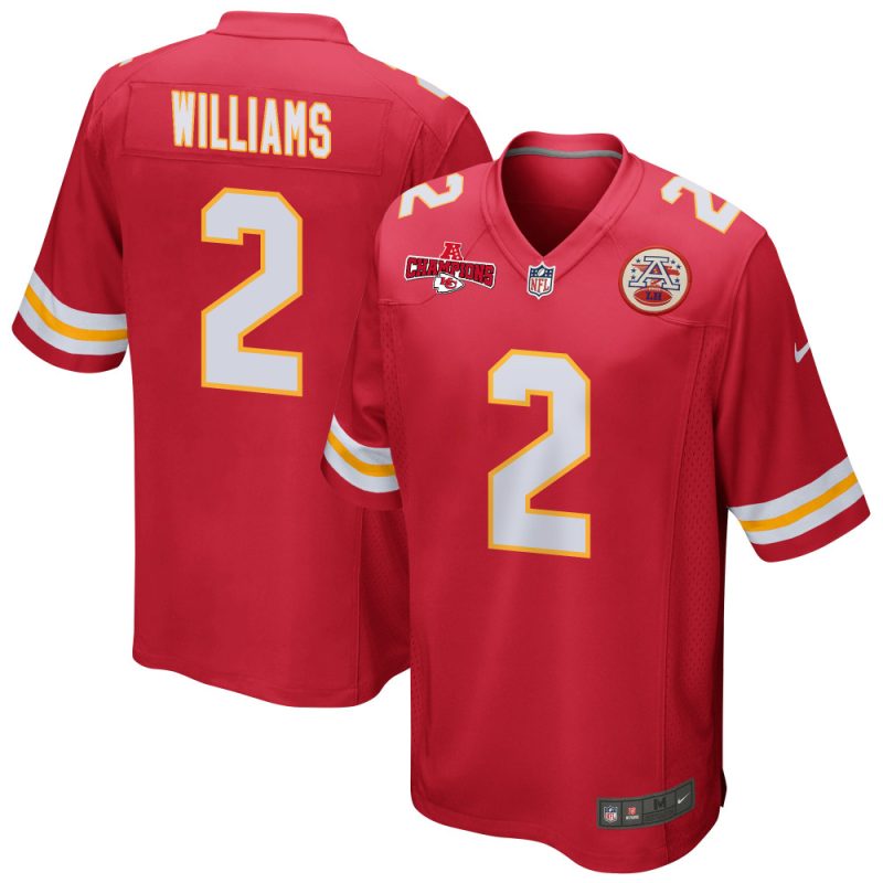 joshua williams 2 kansas city chiefs afc champions patch game men jersey red