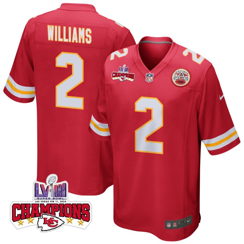 joshua williams 2 kansas city chiefs super bowl lviii champions 4 stars patch game men jersey red