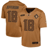 justin jefferson 18 minnesota vikings 2023 salute to service limited youth jersey brown