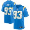 justin jones 93 los angeles chargers men game jersey powder blue