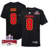 justyn ross 8 kansas city chiefs super bowl lviii champions 4 stars patch fashion game youth jersey carbon black