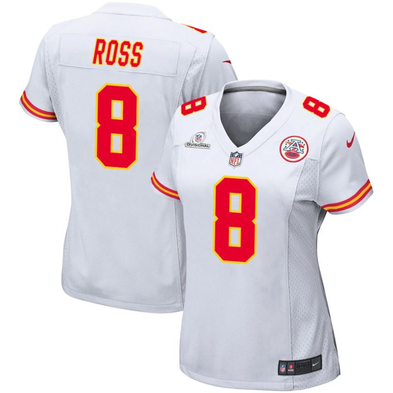 justyn ross 8 kansas city chiefs super bowl lviii patch game women jersey white