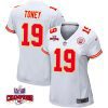 kadarius toney 19 kansas city chiefs super bowl lviii champions 4 stars patch game women jersey white