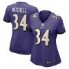 keaton mitchell 34 baltimore ravens women game jersey purple