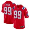 keion white 99 new england patriots men alternate team game jersey red