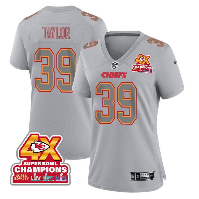 keith taylor 39 kansas city chiefs super bowl lviii champions 4x atmosphere fashion game women jersey gray