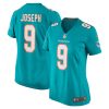 kelvin joseph 9 miami dolphins women team game jersey aqua