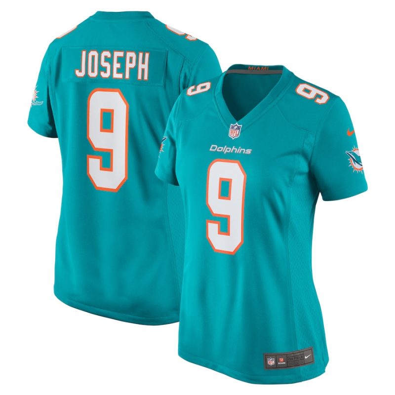 kelvin joseph 9 miami dolphins women team game jersey aqua