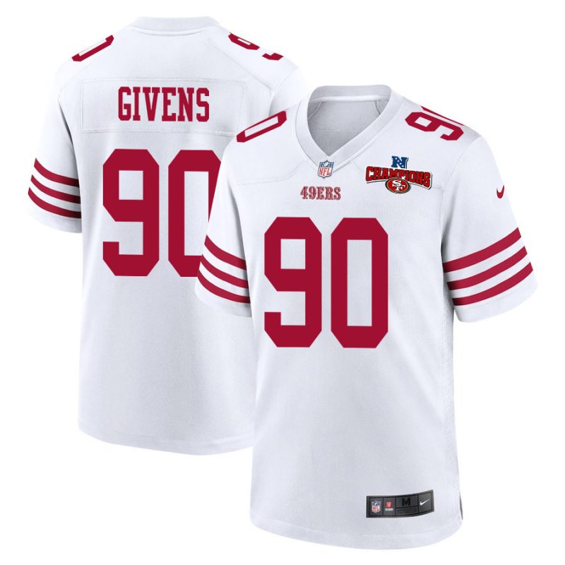 kevin givens 90 san francisco 49ers nfc champions patch game men jersey white