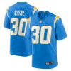 kimani vidal 30 los angeles chargers team game men jersey powder blue