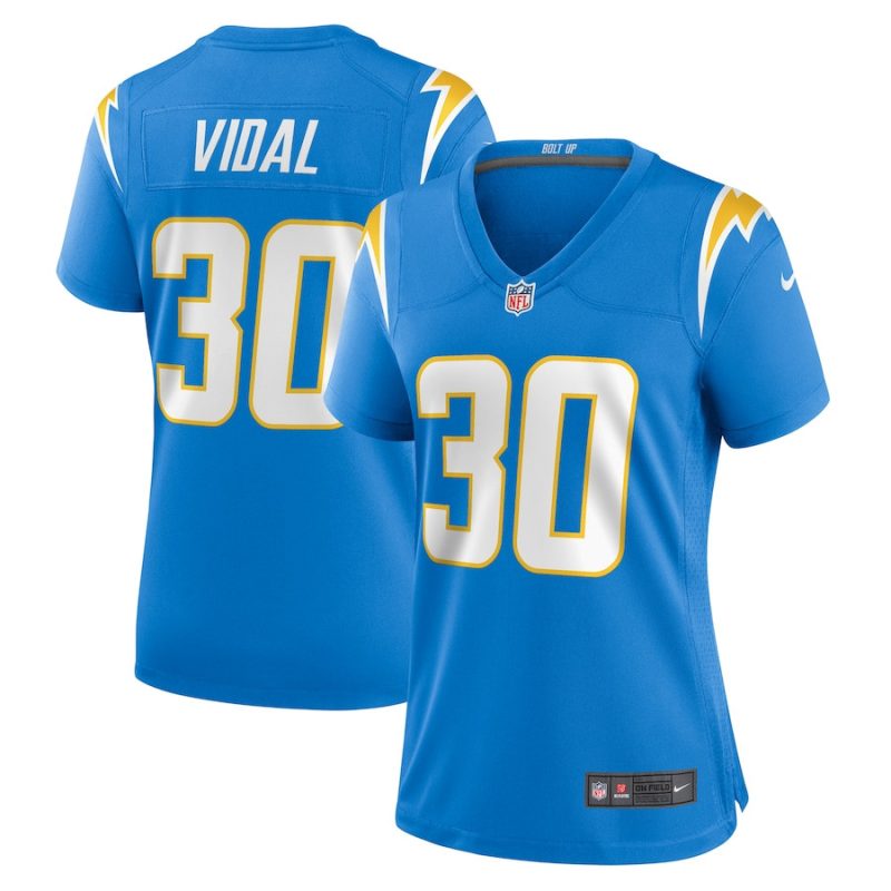 kimani vidal 30 los angeles chargers womens game jersey powder blue