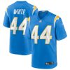 kyzir white 44 los angeles chargers men game jersey powder blue