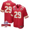 lamical perine 29 kansas city chiefs super bowl lviii champions 4 stars patch game men jersey red