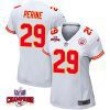 lamical perine 29 kansas city chiefs super bowl lviii champions 4 stars patch game women jersey white