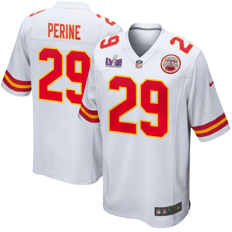 lamical perine 29 kansas city chiefs super bowl lviii patch game men jersey white