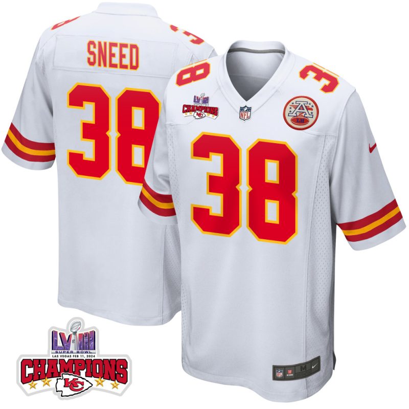 ljarius sneed 38 kansas city chiefs super bowl lviii champions 4 stars patch game men jersey white