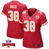 ljarius sneed 38 kansas city chiefs super bowl lviii champions 4 stars patch game women jersey red