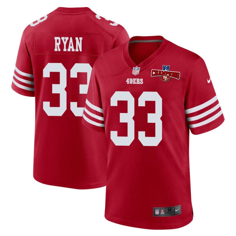 logan ryan 33 san francisco 49ers nfc champions patch game men jersey scarlet