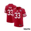 logan ryan 33 san francisco 49ers super bowl lviii patch game youth jersey scarlet