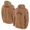 los angeles chargers 2023 salute to service club pullover men hoodie brown